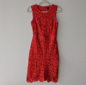Ann Taylor Red Floral Lace Dress